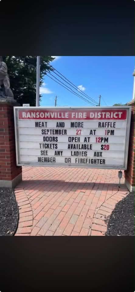 Flyer for Ransomville Fire District Meat and More Raffle