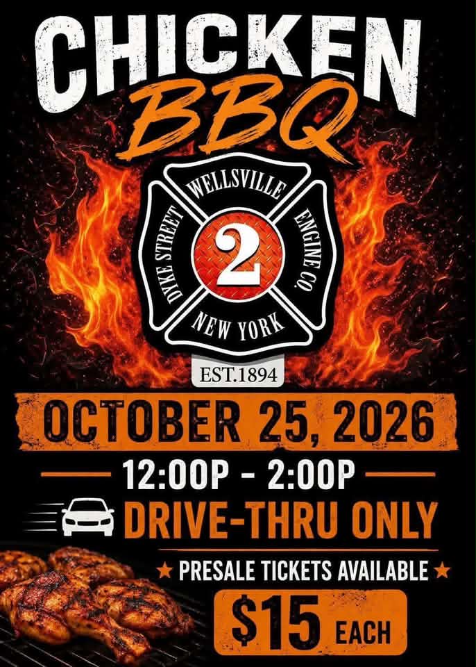 Flyer for Wellsville Duke Hose Company Chicken BBQ