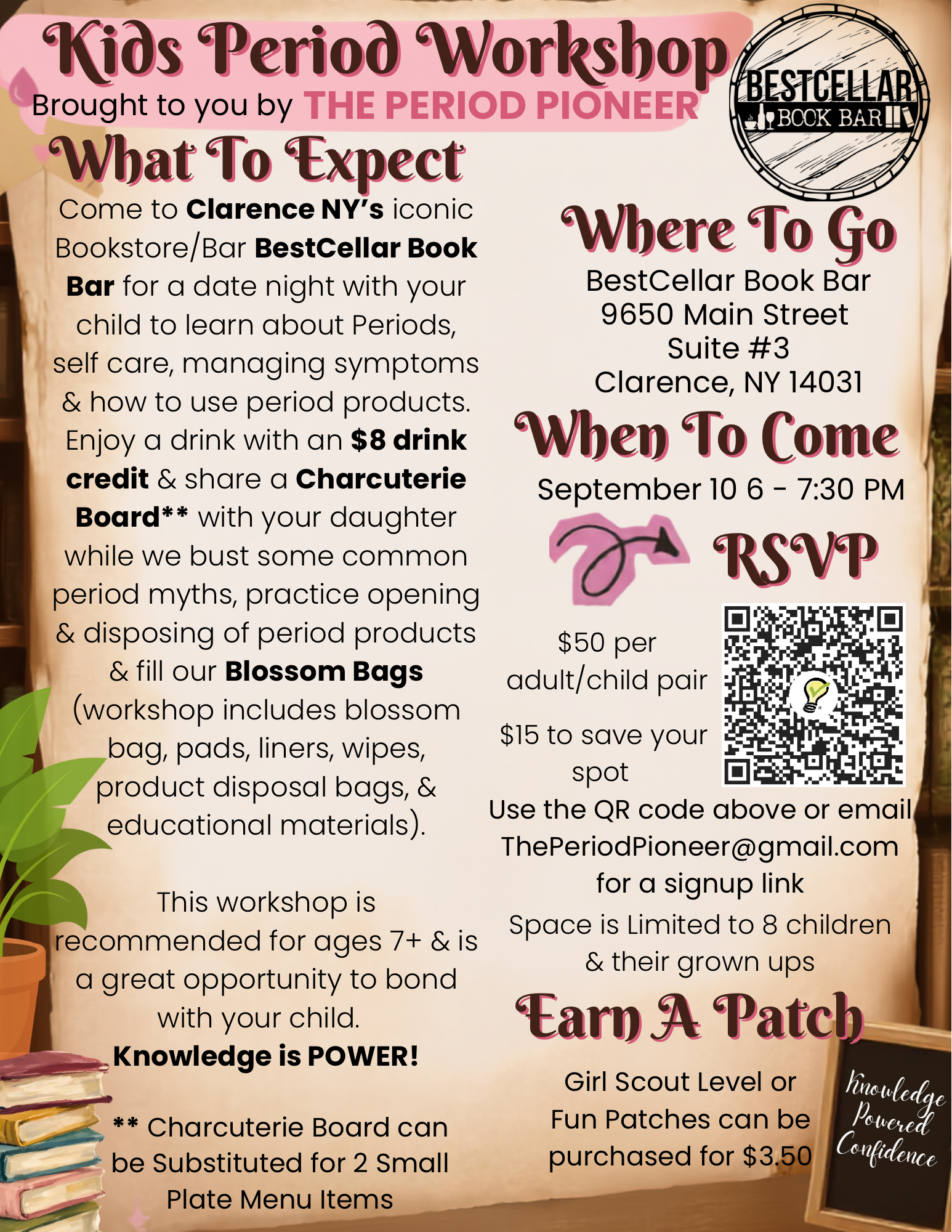 Flyer for BestCellar Blossom Bag Workshop
