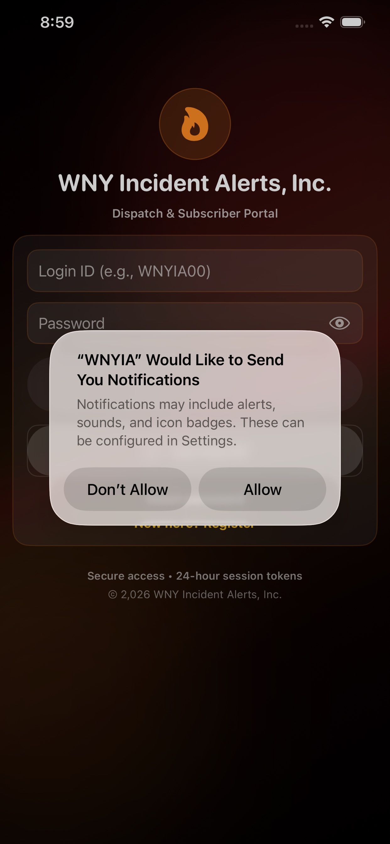 RAVEN notification permission screen